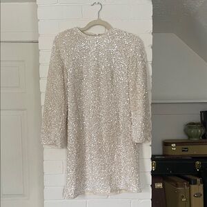 H&M Cream Sequin Shift Dress